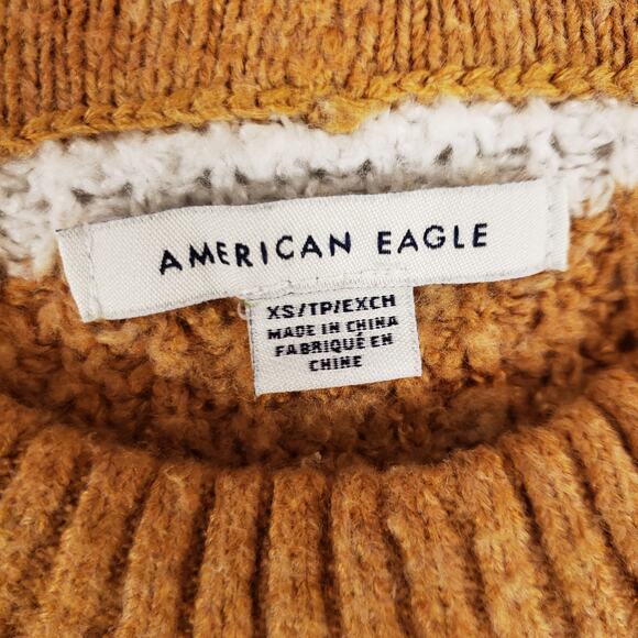 American Eagle Sweater Womens Extra Small Orange Striped Comfort Knit Pullover - Picture 5 of 6